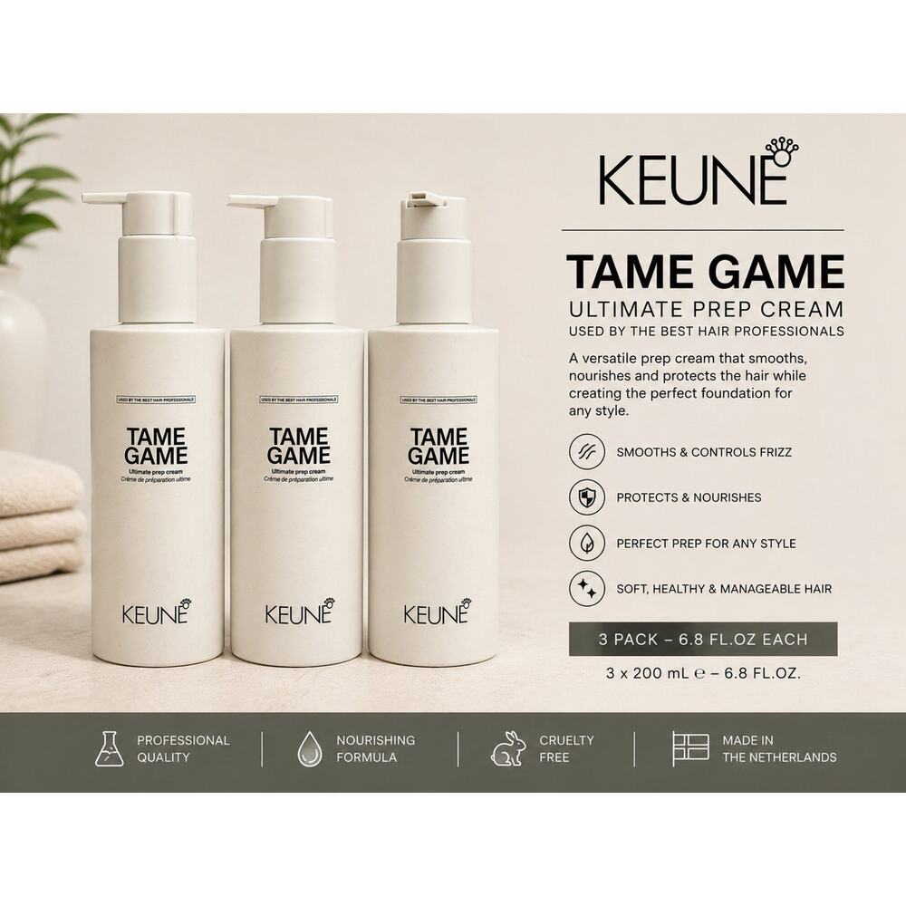 KEUNE Tame Game Ultimate Prep Cream Trio 6.8 fl oz Anti Frizz Hair